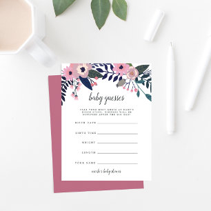 Pink Meadow Floral Baby shower de deviner jeu