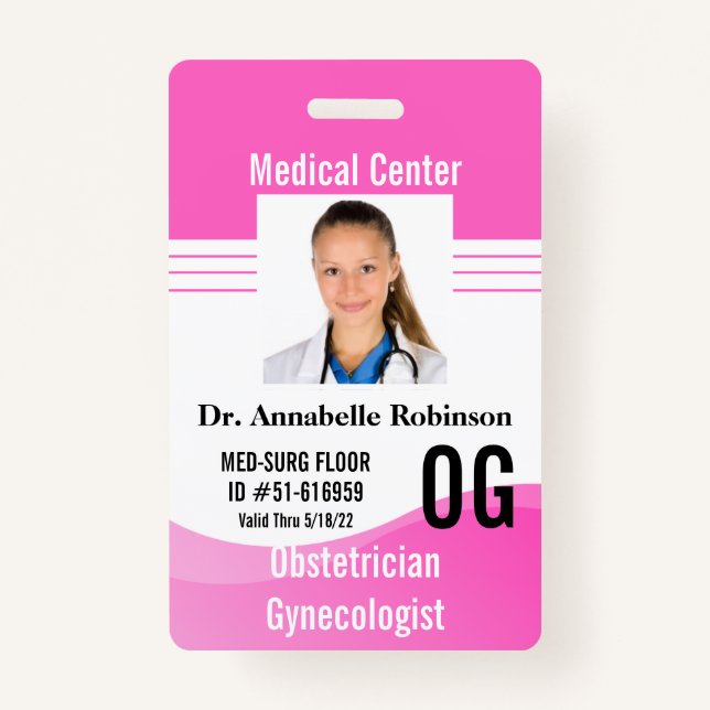 Pink Médicale Security ID Nom balises Modern Badge (Devant)