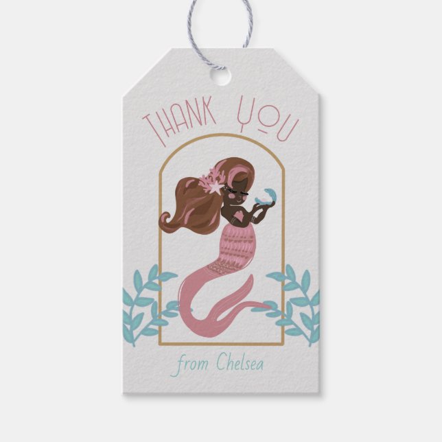 Pink Mermaid Girls Birthday Party - Étiquettes cad (Devant)