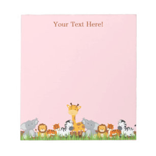 Pink mignon Jungle Baby Animals Bloc-notes