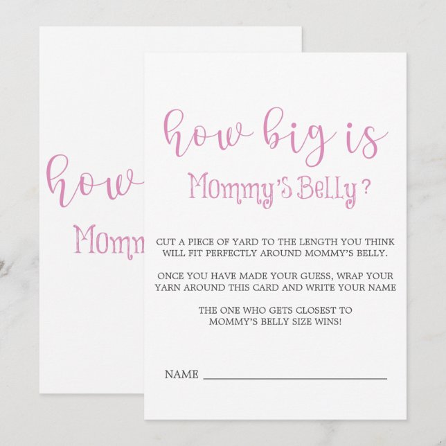 Pink Minimalist Script How Big Is Mommy’s Belly (Devant / Derrière)
