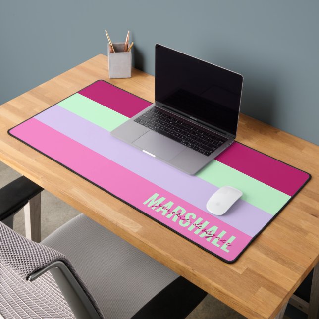 Pink Mint Green Purple Stripes Nom du Motif (Bureau 2)