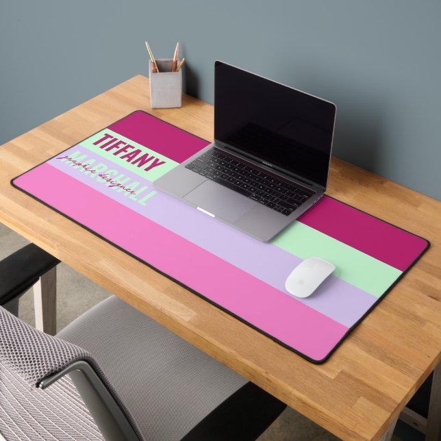 Pink Mint Green Purple Stripes Nom du Motif (Bureau 2)
