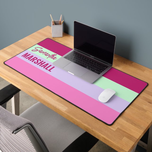 Pink Mint Green Purple Stripes Nom du Motif (Bureau 2)