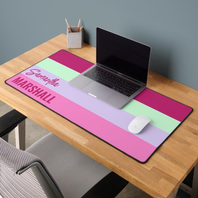 Pink Mint Green Purple Stripes Nom du Motif (Bureau 2)