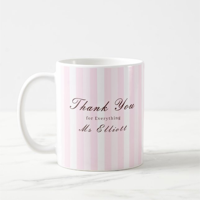 Pink Mist - Personalised Thank You Teacher Mug (Gauche)