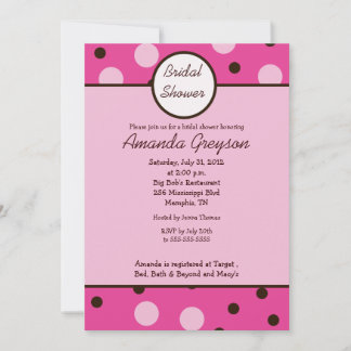 Pink Mod Dot 5x7 Invitation à la douche nuptiale