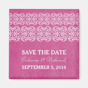 Pink Modern Bohemian Save the Date Magnet