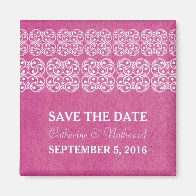 Pink Modern Bohemian Save the Date Magnet (Devant)