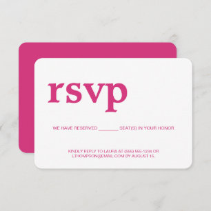 Pink Modern RSVP sans mailing Siège réservé