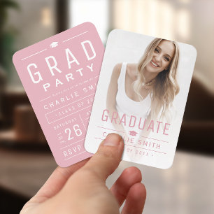 Pink Modern Typographie Photo Invitation