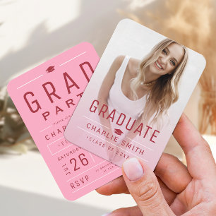 Pink Modern Typographie Photo Invitation