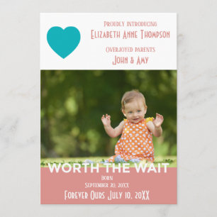 Pink Modern Worth the Wait - Faire-part d'adoption