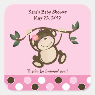 PINK MONKEY JOUER CARRÉ Favoriser Sticker