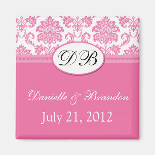 Pink Monogram Mariage damassé Magnet