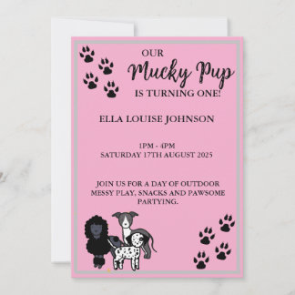 PINK MUCKY PUP - 1ER ANNIVERSAIRE INVITATION - PER