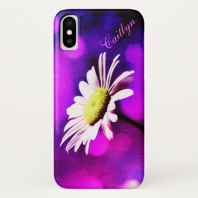 Pink N Amethyst Daisy coque *Personnalisé* (Dos)