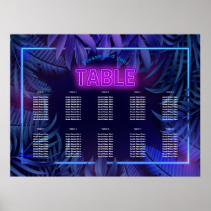 Pink Neon Glow Anniversaire Téléchargeable Tableau