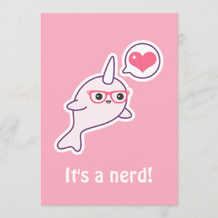 Pink Nerd Narwhal bébé douche Invitations