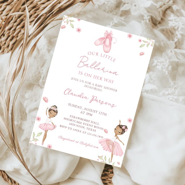 Pink Notre Petit Baby shower Ballerina Invitation (Créateur téléchargé)