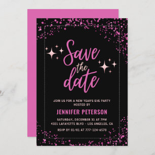 Pink Nouvel an's eve invitation Sauvez la date Gla