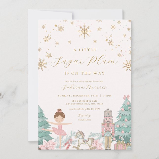Pink Nutcracker Ballet Baby Shower Invitations (Devant)