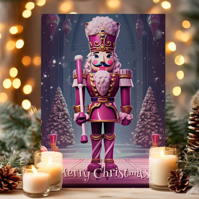 Pink Nutcracker Joyeux Noël Carte de voeux (Créateur téléchargé)