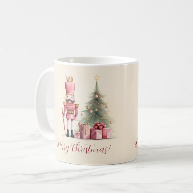 Pink Nutcracker Script Christmas Mug (Devant gauche)