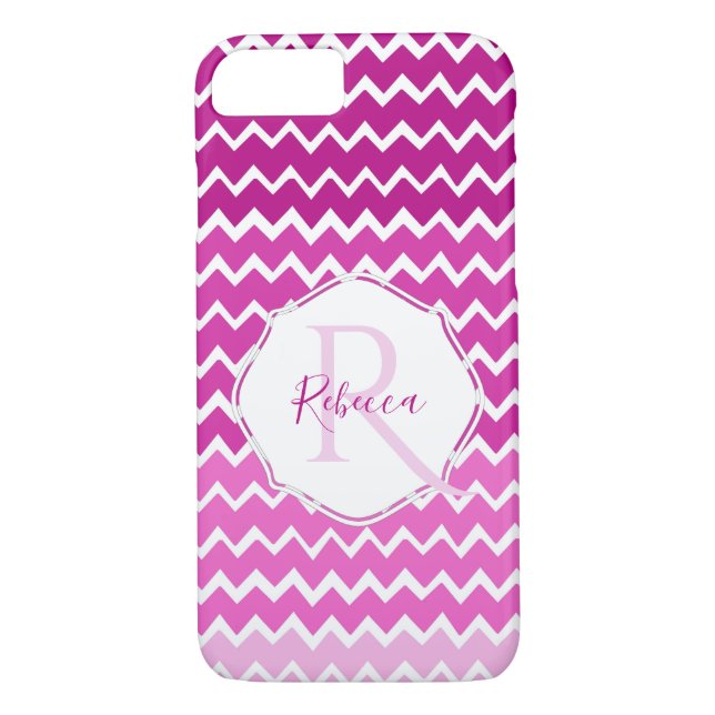 Pink Ombre Chevron coque iphone personnalisé (Dos)