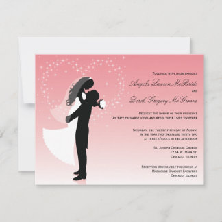 Pink Ombre Silhouette Mariage formel Invitation