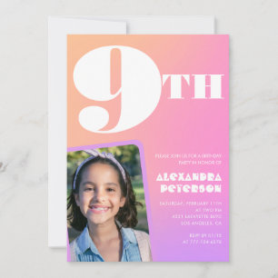Pink Orange Gradient 9e anniversaire invitation Ph