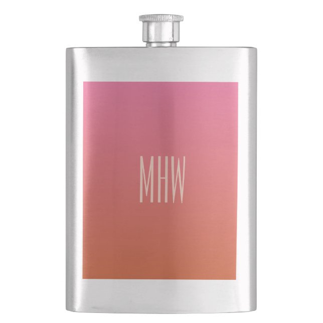 Pink Orange Gradient flacon monogramme personnalis (devant)