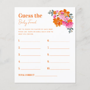 Pink Orange Guess the Baby Food Baby shower Jeu