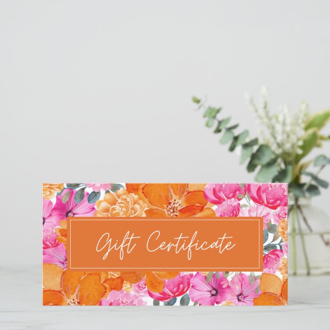 Pink Orange Vibrant Summer Garden Certificat cadea (Debout devant)