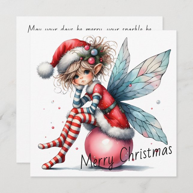 Pink Ornament Fairy – Holiday Card (Devant / Derrière)