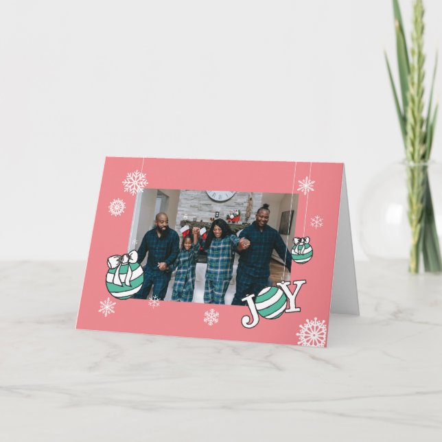 Pink Ornament Photo Cartes de Noël en ligneNoël (Devant)
