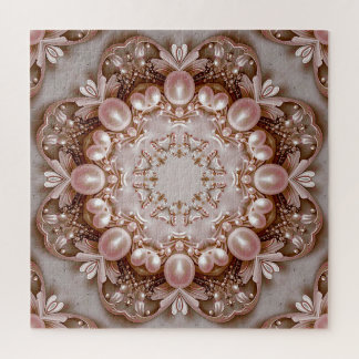 Pink Ornate Pearl and Floral Jigsaw Puzzle