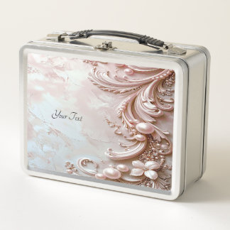 Pink Ornate Pearl and Floral Lunchbox
