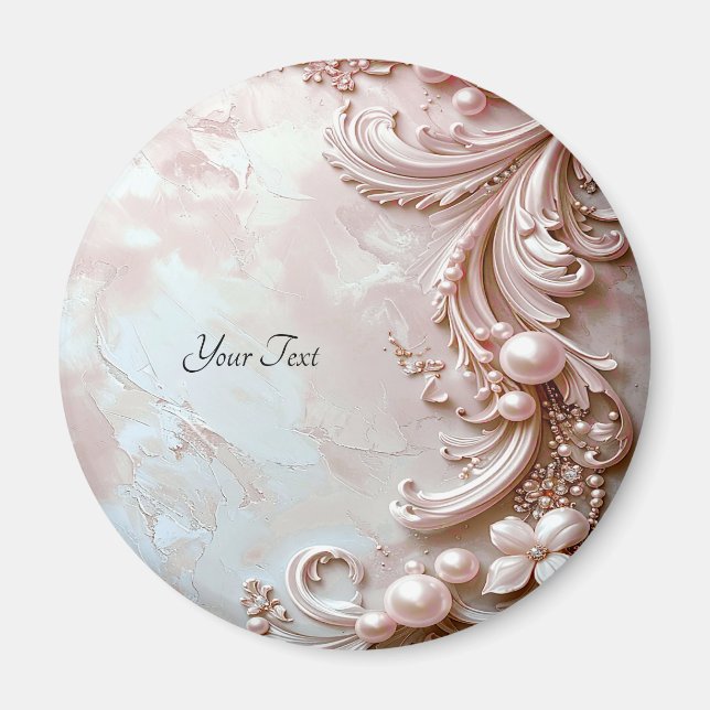 Pink Ornate Pearl and Floral Magnet (Devant)