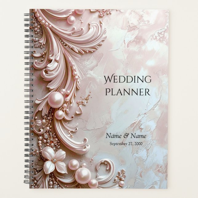 Pink Ornate Pearl and Floral Planner (Devant)
