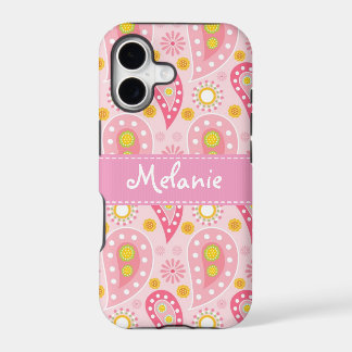 Pink Paisley iPhone Monogramme personnalisé