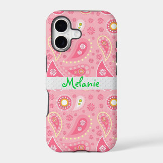 Pink Paisley iPhone Monogramme personnalisé