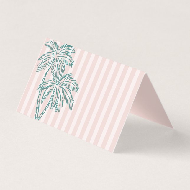 Pink Palm Springs Pastel Beach Party Carte de lieu (Front)