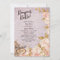 Pink Paris Café Baby shower Invitation