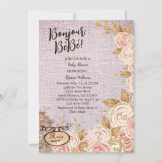 Pink Paris Café Baby shower Invitation