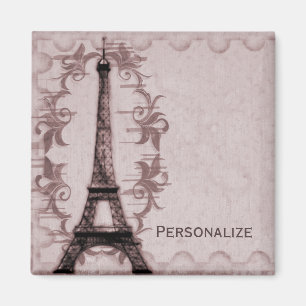 Pink Paris Grunge Magnet