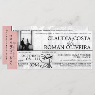 Pink Paris Mariage Boarding Pass Invitation