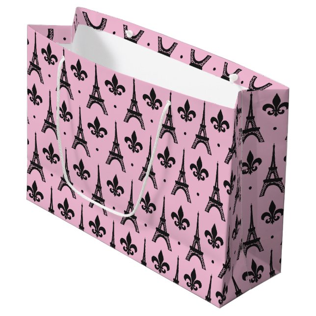 Pink Paris motif Tour Eiffel sac cadeau (Devant Angle)