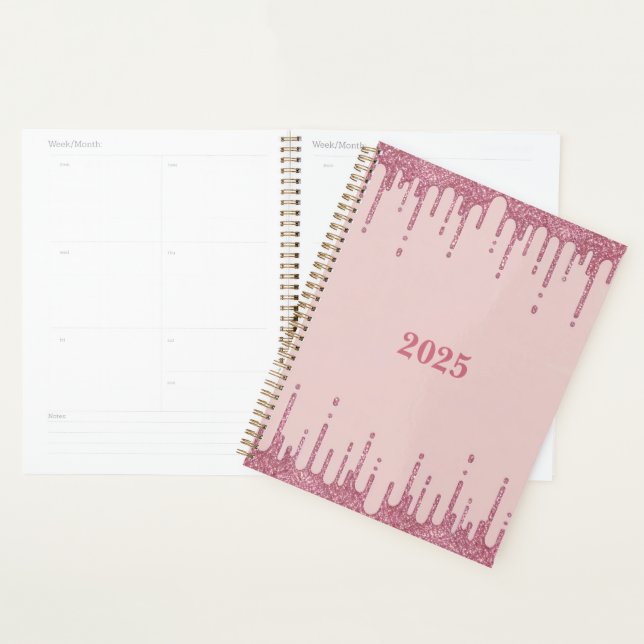 Pink Parties scintillant Drips Planner 2025 (Devant avec enveloppe)