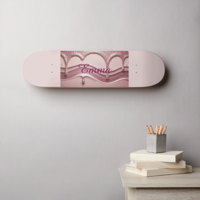 Pink Parties scintillant Name Emma Skateboard (Art mural (Horz))